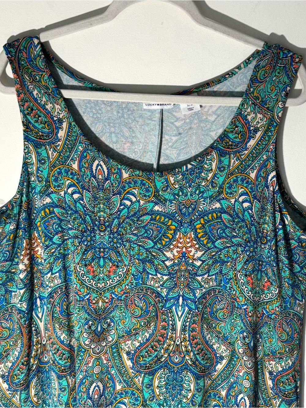 Lucky Brand Teal Paisley Tank Knit Midi dress 1X - Picture 3 of 9